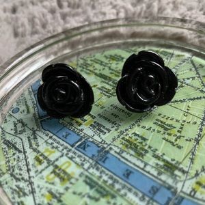 cute black rose earrings